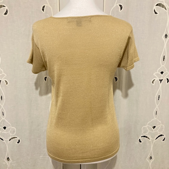 Holiday-Perfect Sparkly Gold, Ellen Tracy Top, Size P - Picture 3 of 8